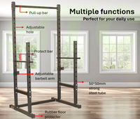 BTC SPORT Half Cage Squat Rack Adjustable Barbell Rack Weightlifting Heavy Duty