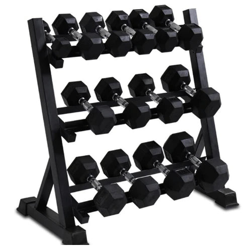 Hex dumbbell Package from 5-20KG with 3 Tier heavy duty rack
