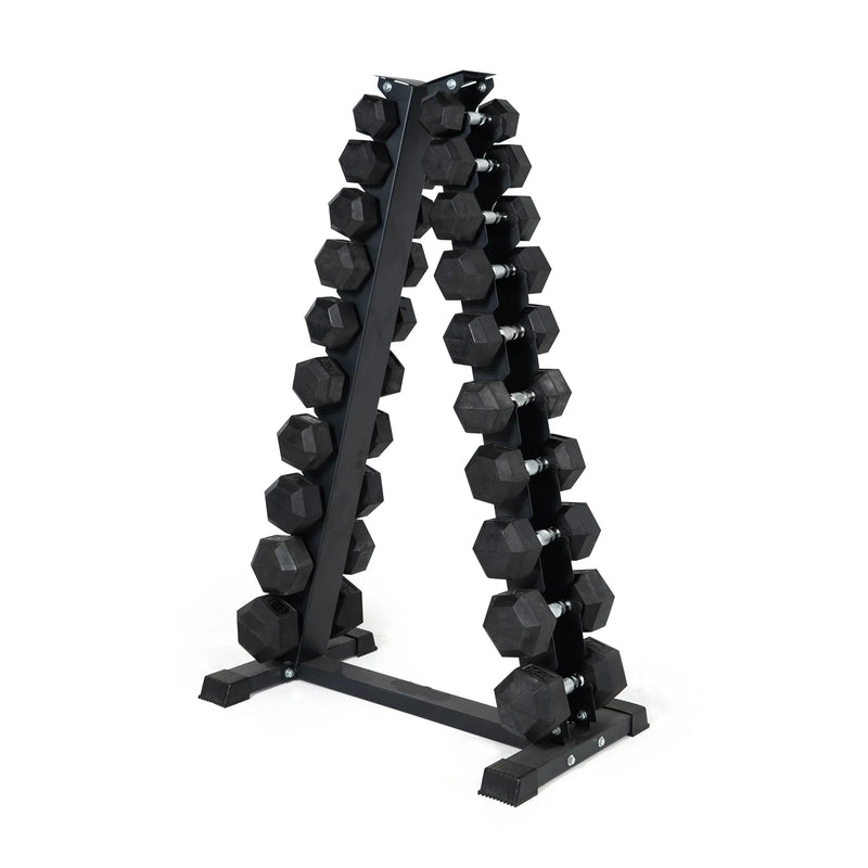 Hex dumbbell Package from 1-10 KG with 10 Tier A-Shape Rack
