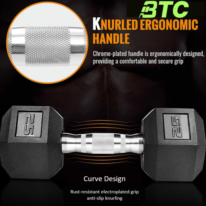 Pairs of Hex Dumbbell Set Rubber Coated Weights Home Gym