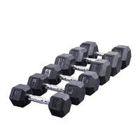 Pairs of Hex Dumbbell Set Rubber Coated Weights Home Gym