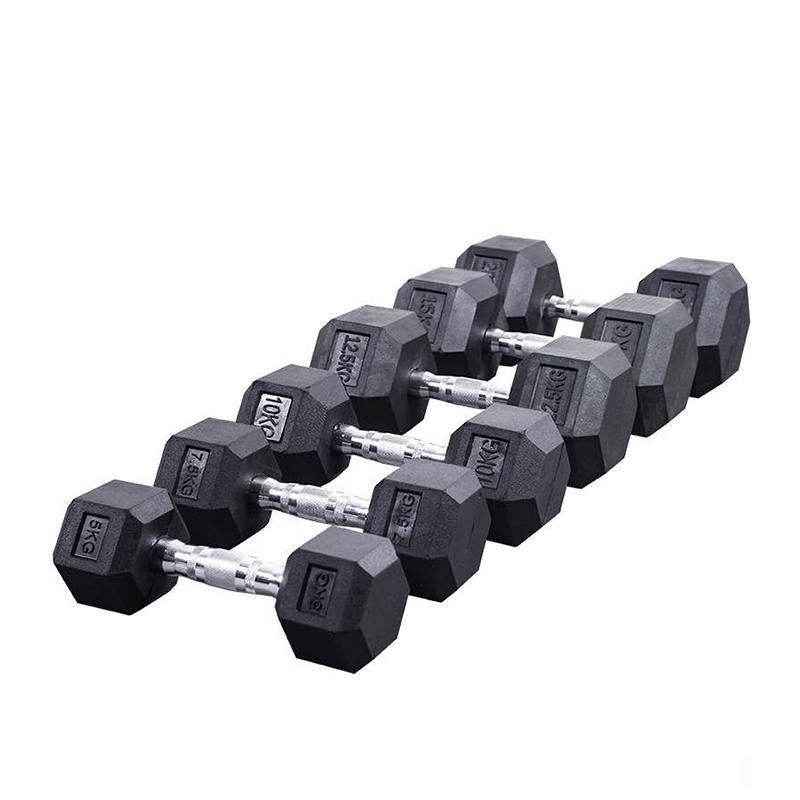 Pairs of Hex Dumbbell Set Rubber Coated Weights Home Gym