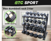 Dumbbell Rack Storage Stand Hex Weight Heavy Duty 3 Tier Wide Home Gym Fitness