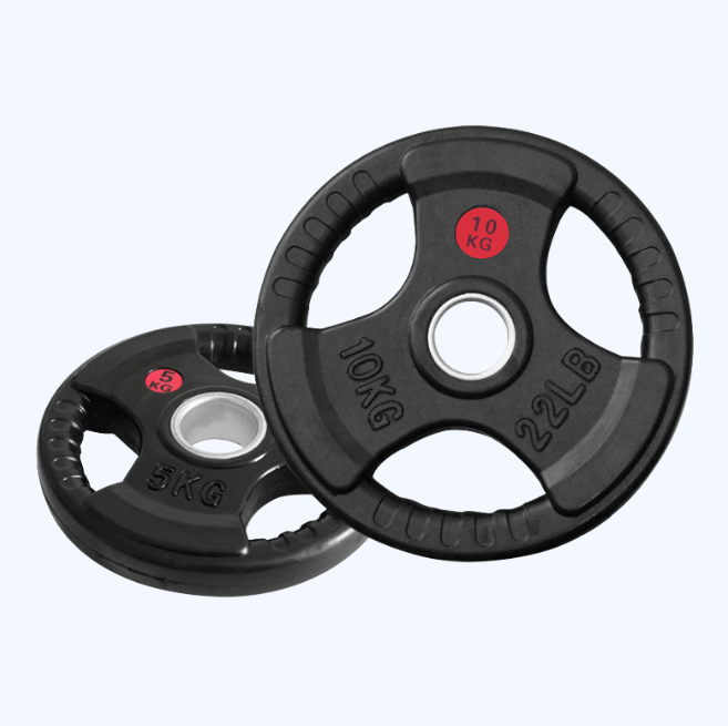 Rubber Tri-Grip Olympic Weight Plates Durable Design for Home & Commercial Gyms, 2.5kg, 5kg, 7.5kg, and 10kg Pairs