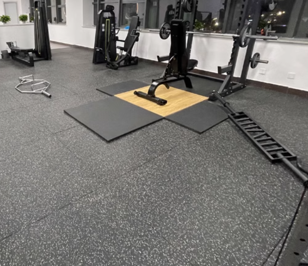 15mm thickness Black with white fleck Rubber GYM Flooring tiles mat