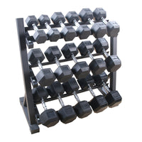 Hex dumbbell Package from 5-25KG with 3 Tier heavy duty rack