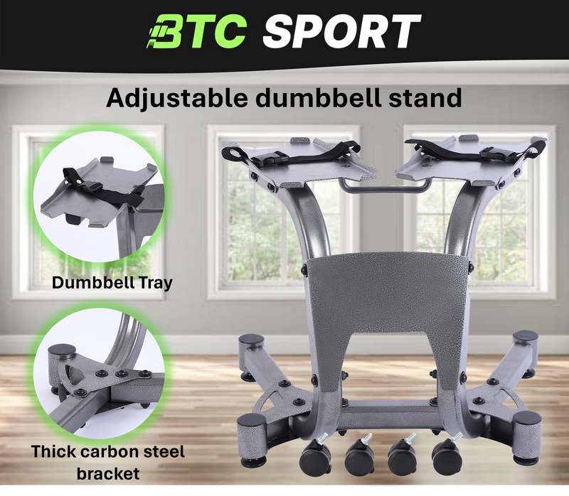 BTC SPORT 24kg Adjustable dumbbell rack with wheels