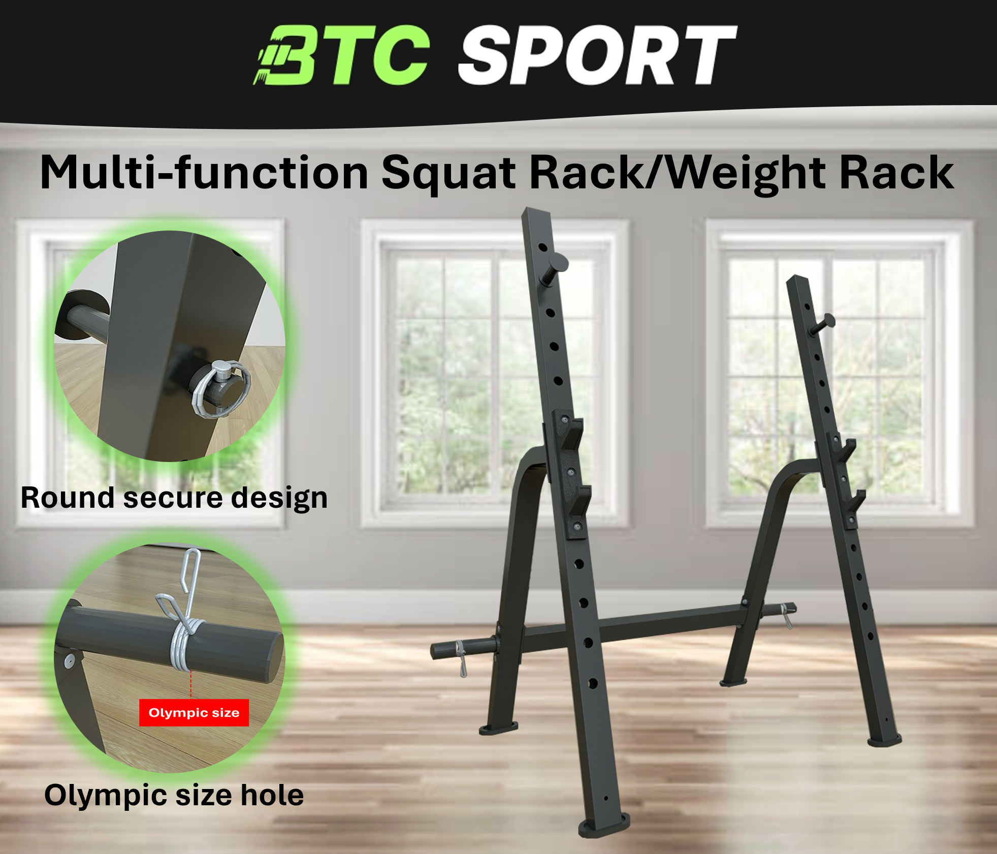Btc's Rack BTC SPORT Press Squat Rack Adjustable Barbell Rack Weightlifting Heavy ...