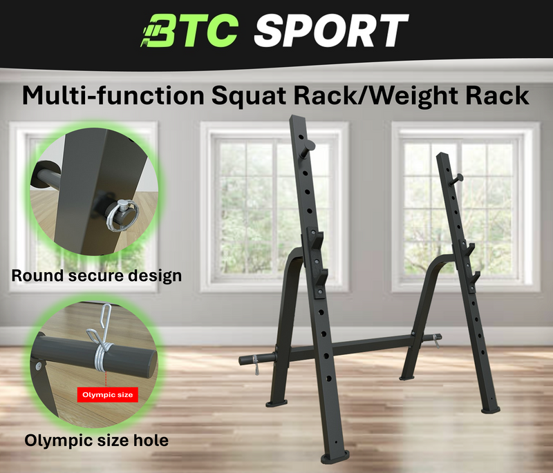 BTC SPORT Press Squat Rack Adjustable Barbell Rack Weightlifting Heavy Duty