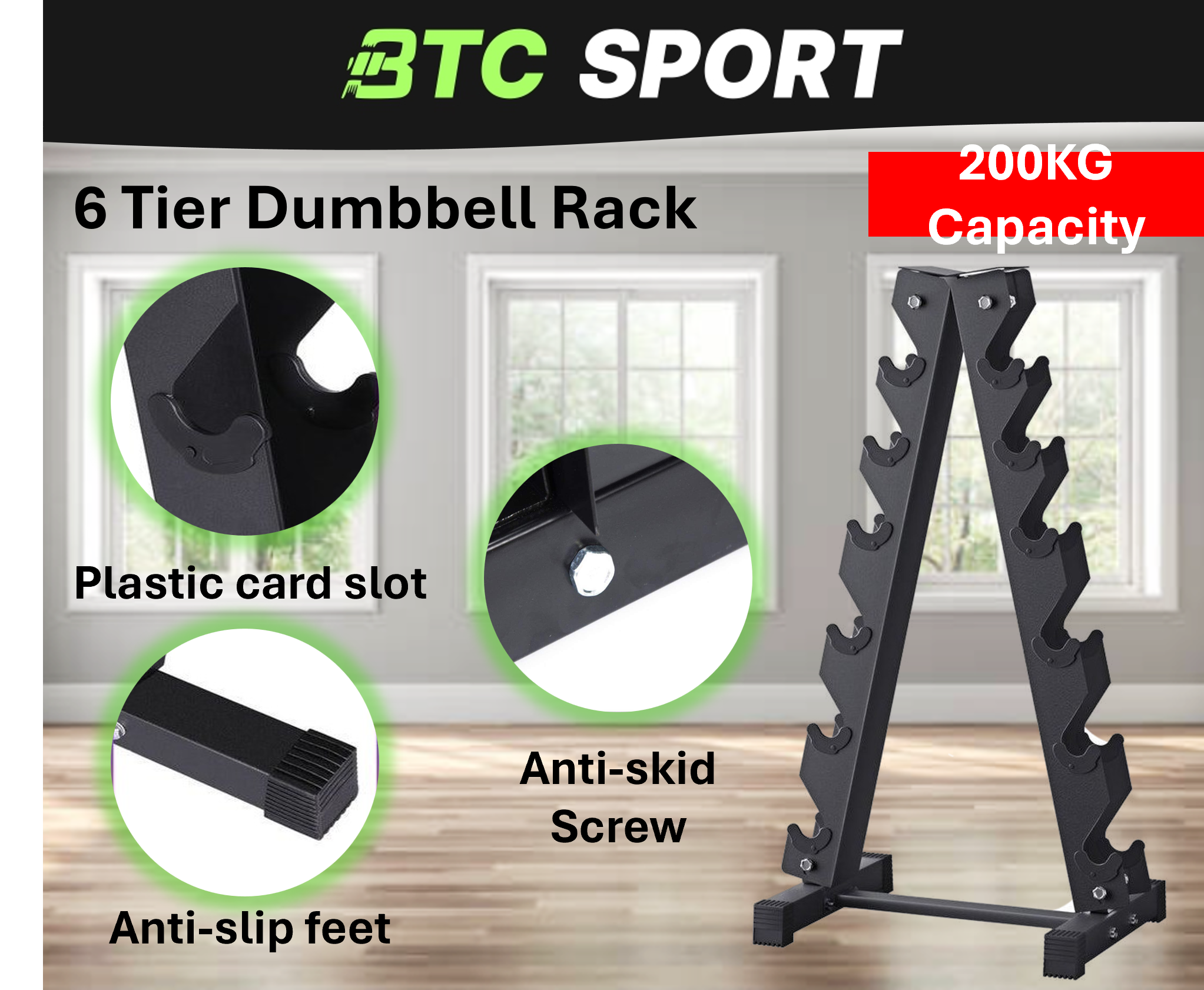 6 Tier A-Frame Dumbbell Rack Stand Weight Rack for Dumbbells Compact H ...