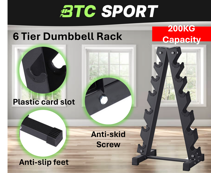 6 Tier A-Frame Dumbbell Rack Stand Weight Rack for Dumbbells Compact Home Gym