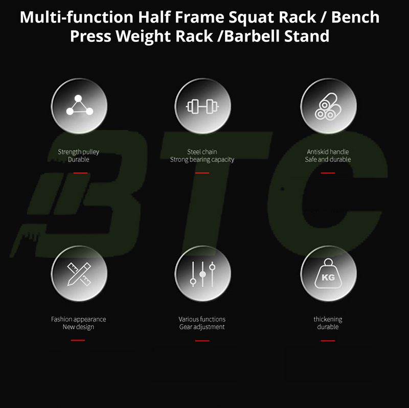 BTC SPORT Press Squat Rack Adjustable Barbell Rack Weightlifting Heavy Duty
