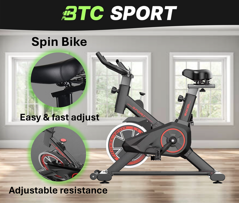 BTC SPORT Spin Bike Flywheel Exercise Bike Fitness Workout Cycling