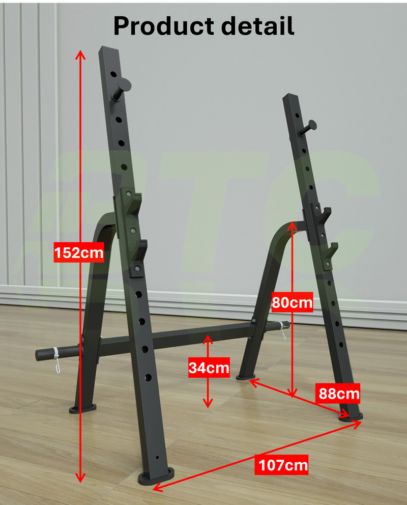 BTC SPORT Press Squat Rack Adjustable Barbell Rack Weightlifting Heavy Duty