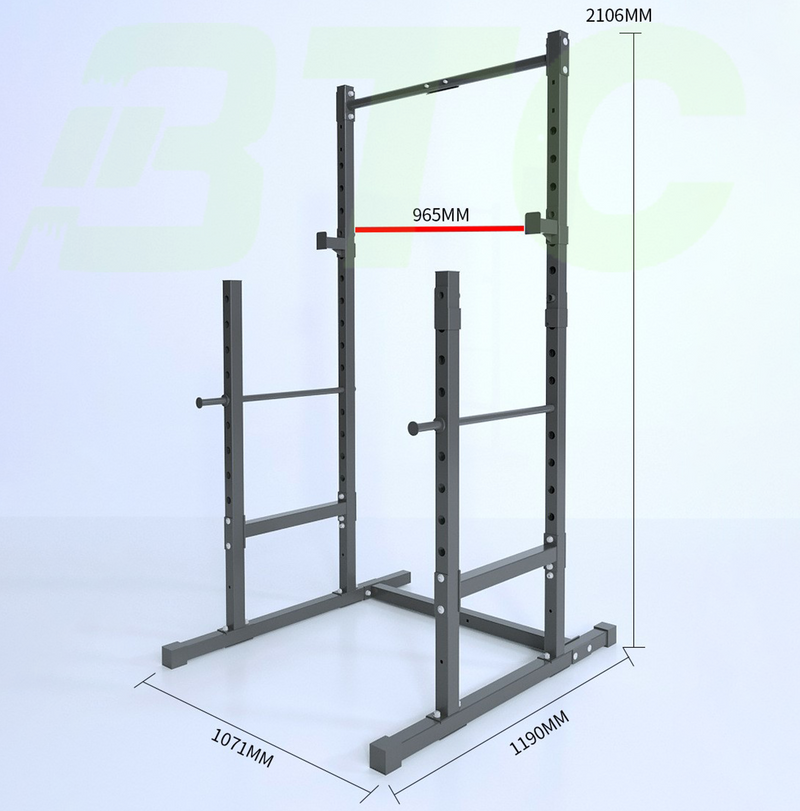 BTC SPORT Half Cage Squat Rack Adjustable Barbell Rack Weightlifting Heavy Duty