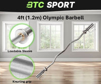 BTC SPORT 1.2m Curl Olympic Barbell for Weightlifting and Strength Training