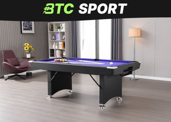 BTC 8FT POOL TABLE BILLIARDS FOLDABLE (BLUE/GREEN) ACCESSORIES FREE Black Leg