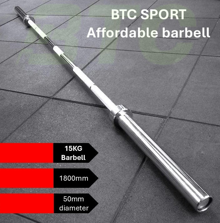 BTC SPORT 1.8m Olympic Size Barbell - Weightlifting Strength Training Gym Equipment