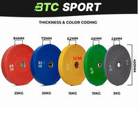 BTC Sport Colour Bumper Plates for Olympic Lifting and Deadlifts