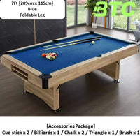 7Ft Foldable Design Billiard Pool Table Wood Colour Frame Free Accessories